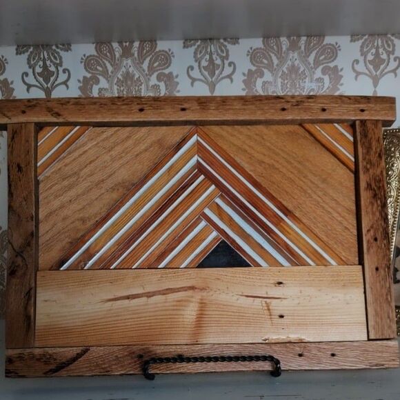 Handmade Rustic Wooden Mountain Art Framed Hardwoods Wall ,Shelf Leaner Only One - Picture 5 of 8